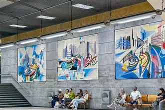 Local - Azulejos na Estação de Metro dos Restauradores - Santa Maria Maior| Lisboa| Área Metropolitana de Lisboa| Portugal